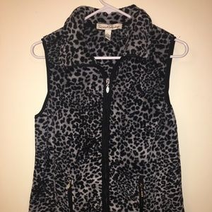 French laundry gray and black leopard spot fleece